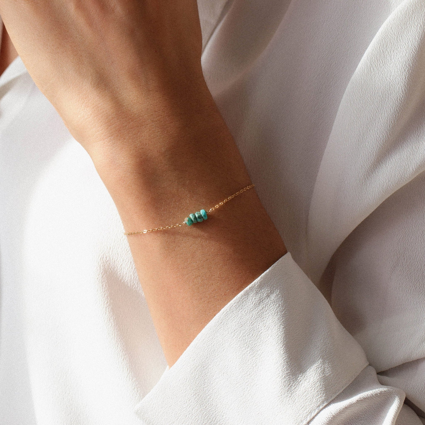 Alina - Bracelet avec Turquoise Tibétaine Naturelle - Petite Vagabonde