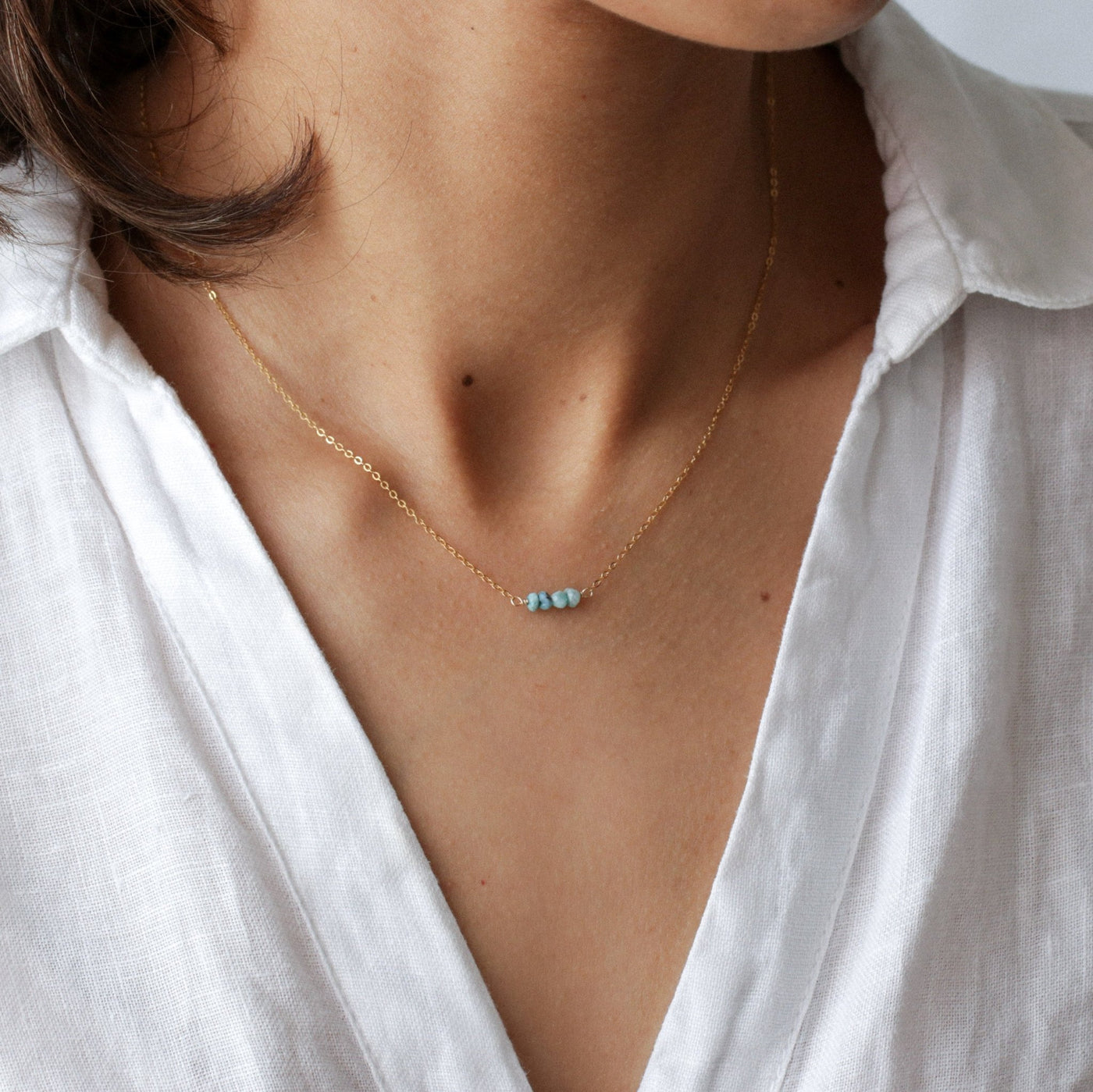 Alina - Collier avec Larimar Naturel - Petite Vagabonde