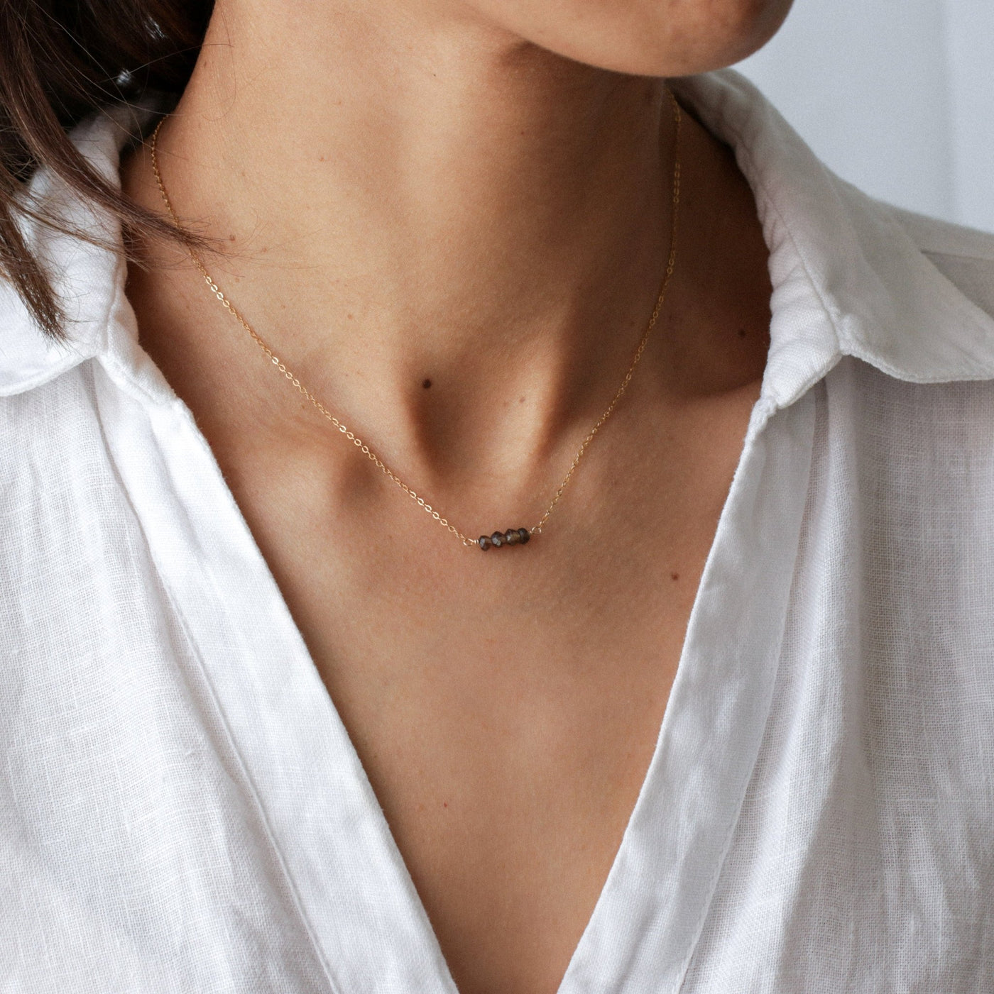 Alina - Collier avec Quartz Fumé Naturel - Petite Vagabonde