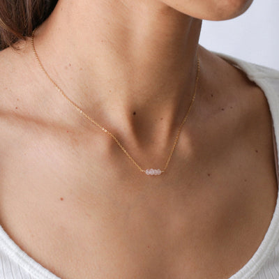 Alina - Collier avec Quartz Rose Naturel - Petite Vagabonde