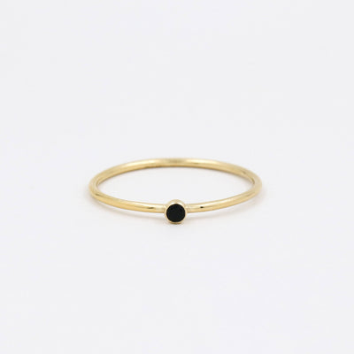 Bague 2mm avec Onyx Noir Naturel - Petite Vagabonde