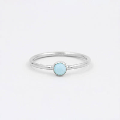 Bague 4mm avec Larimar Naturel - Petite Vagabonde