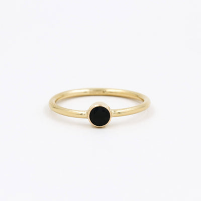 Bague 4mm avec Onyx Noir Naturel - Petite Vagabonde