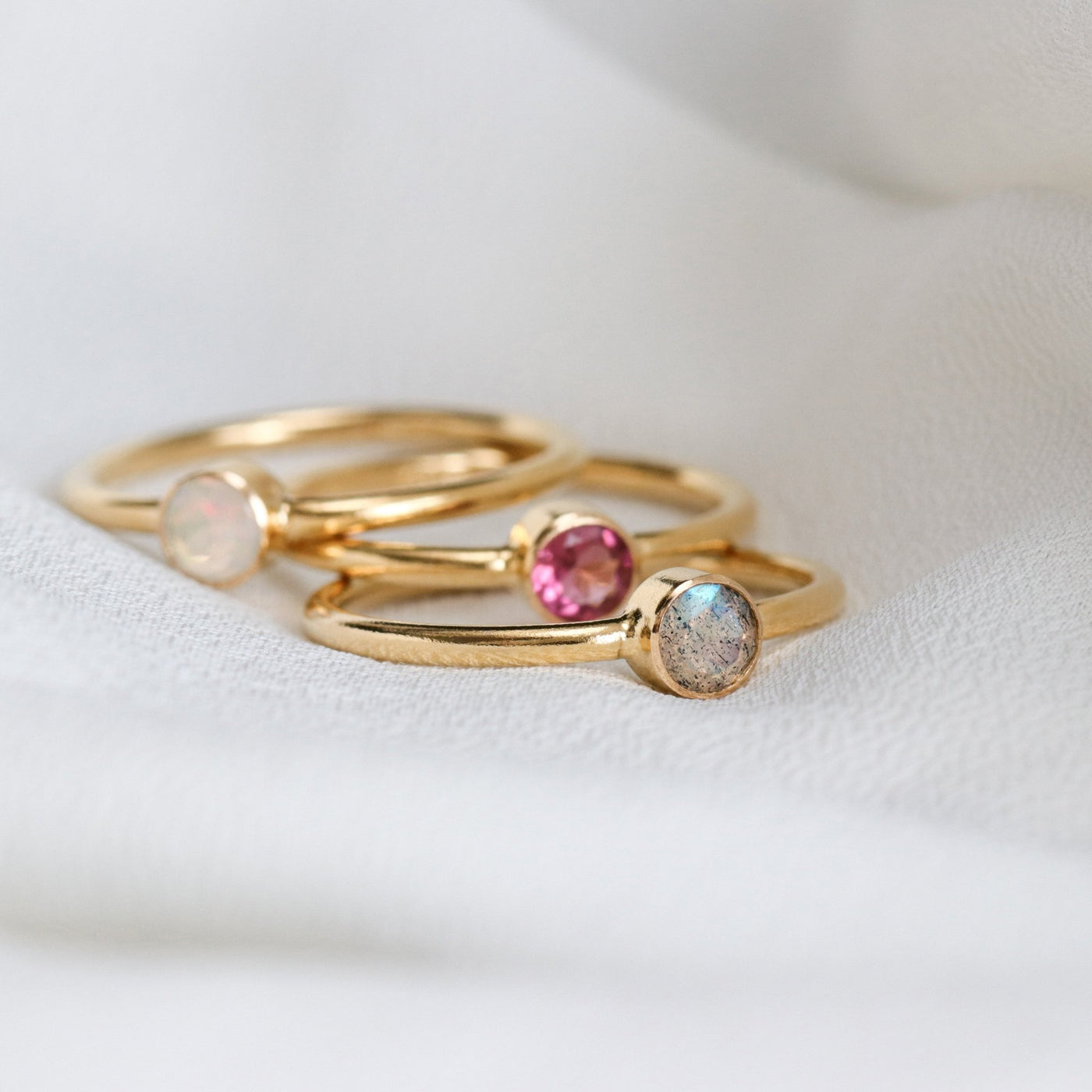 Bague 4mm avec Tourmaline Rose Naturelle - Petite Vagabonde