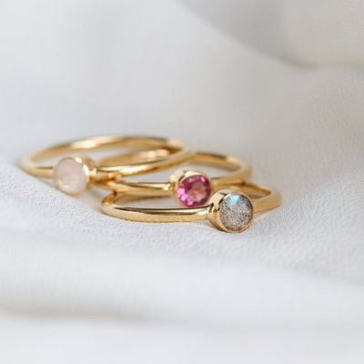 Bague 4mm avec Tourmaline Rose Naturelle - Petite Vagabonde