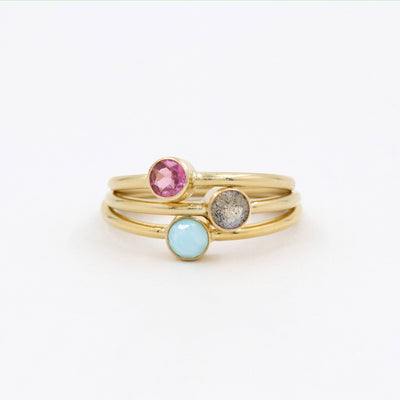 Bague 4mm avec Tourmaline Rose Naturelle - Petite Vagabonde