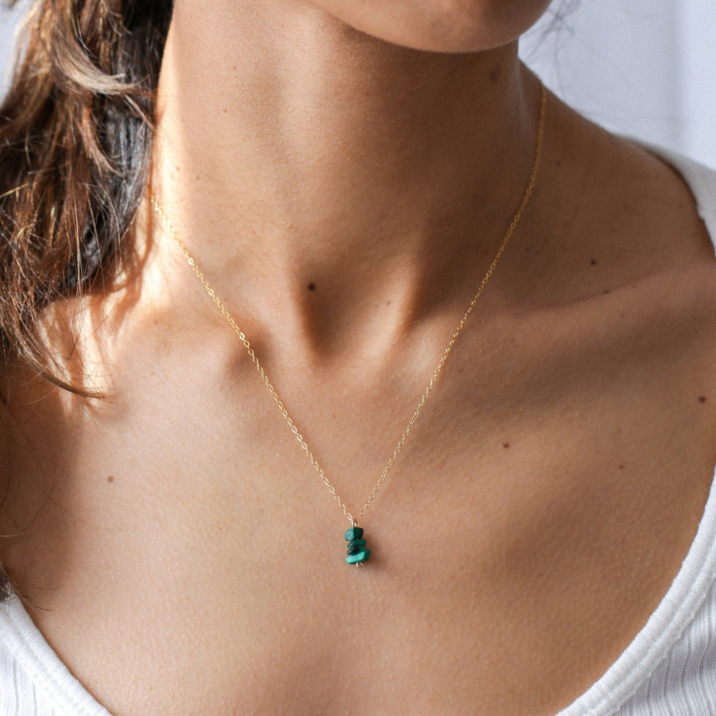 Briseis - Collier avec Malachite Naturelle - Petite Vagabonde