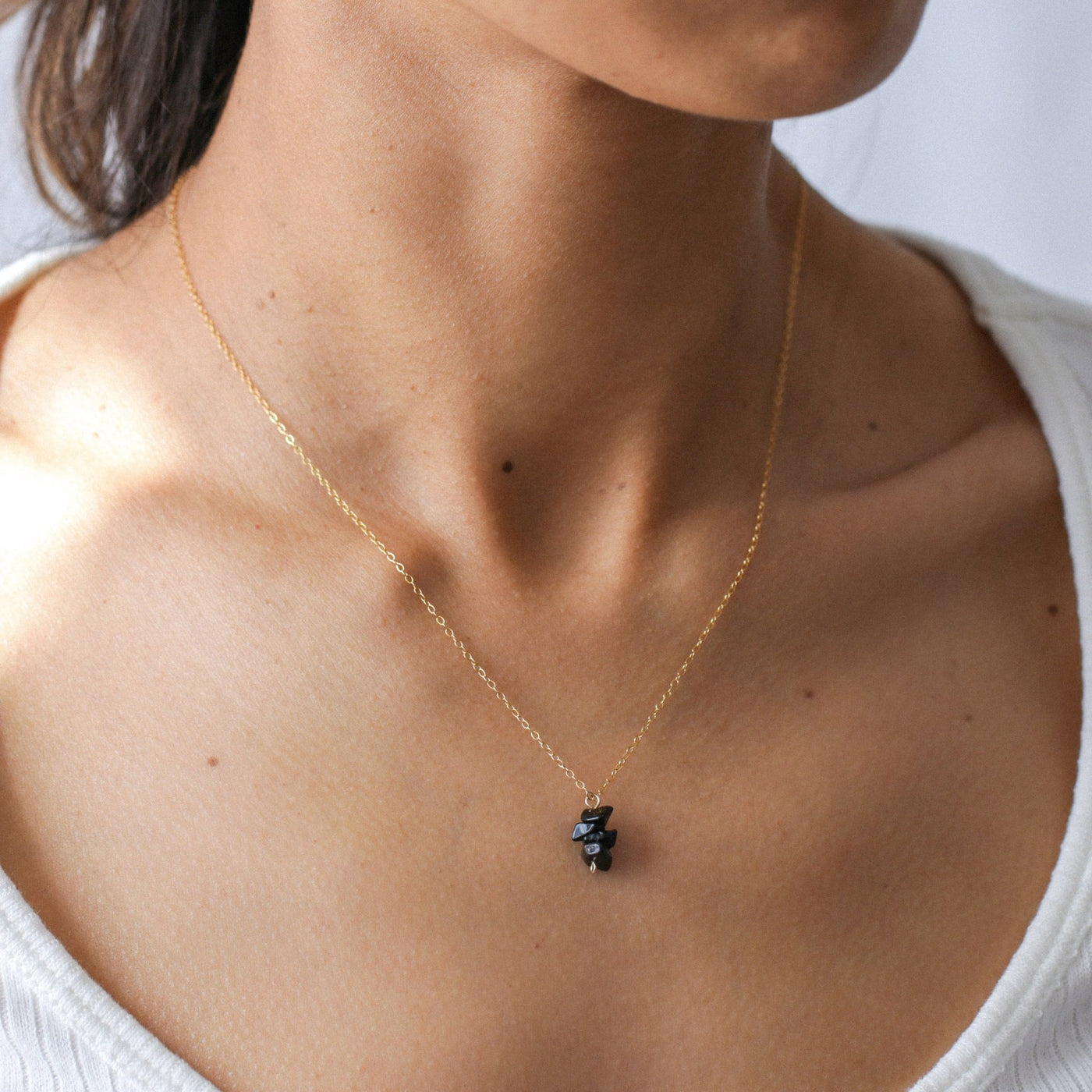 Briseis - Collier avec Onyx Noir Naturel - Petite Vagabonde