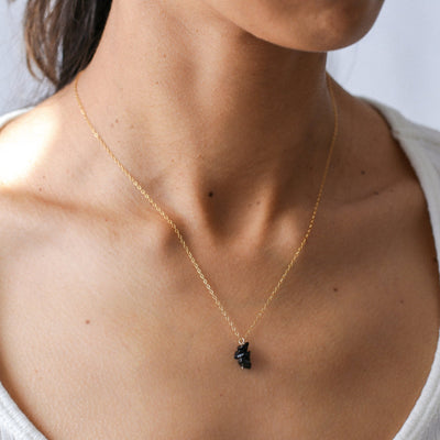 Briseis - Collier avec Onyx Noir Naturel - Petite Vagabonde