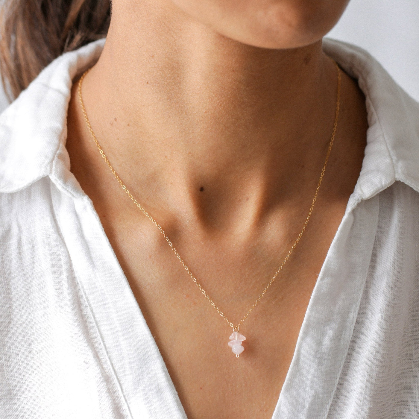 Briseis - Collier avec Quartz Rose Naturel - Petite Vagabonde