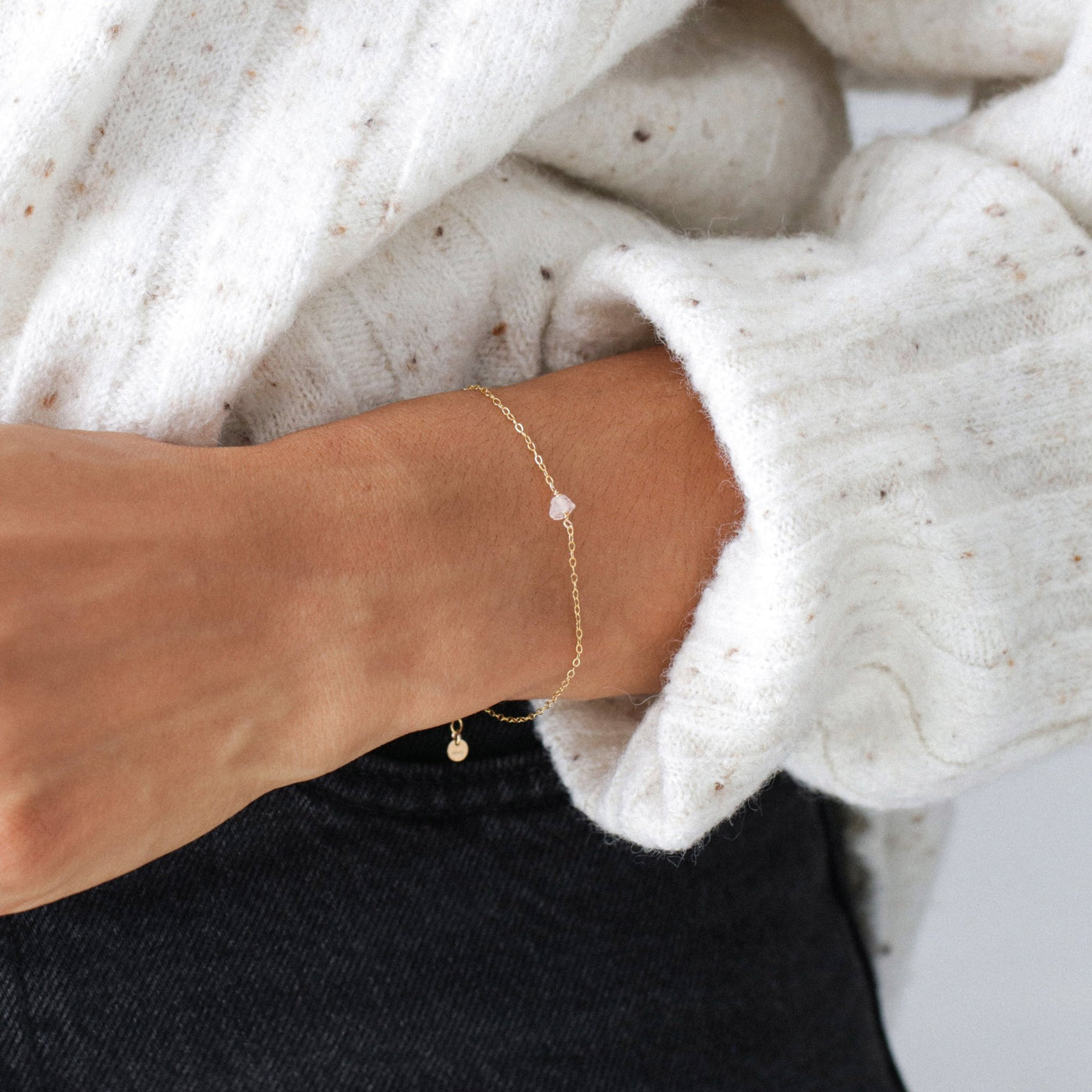 Camina - Bracelet avec Quartz Rose Naturel Brut - Petite Vagabonde