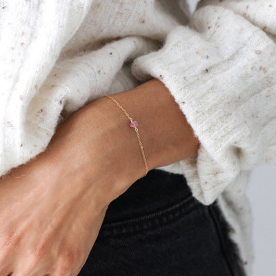 Camina - Bracelet avec Tourmaline Rose Naturelle Brute - Petite Vagabonde