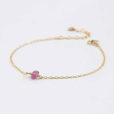 Camina - Bracelet avec Tourmaline Rose Naturelle Brute - Petite Vagabonde