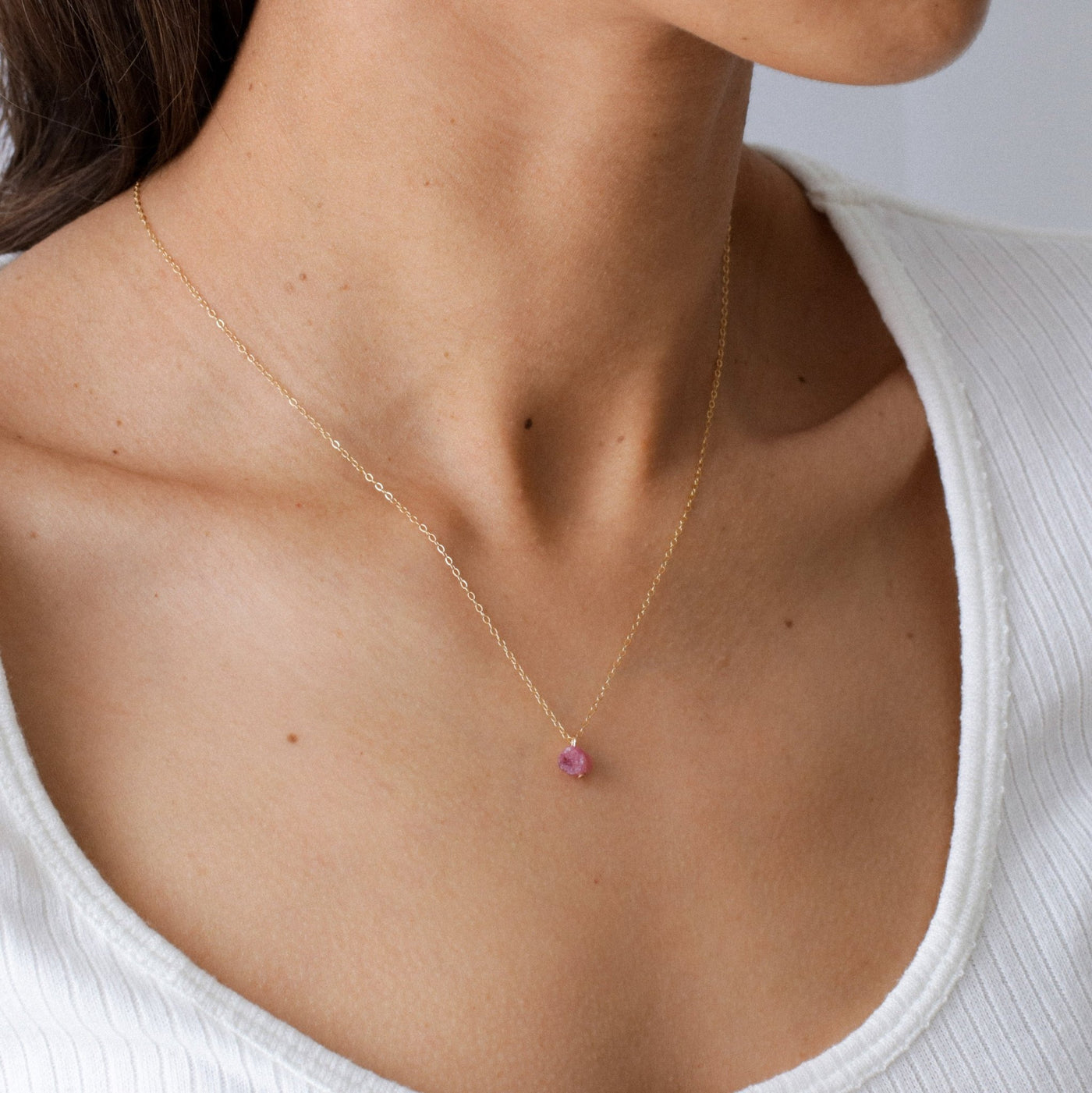 Camina - Collier avec Tourmaline Rose Naturelle Brute - Petite Vagabonde