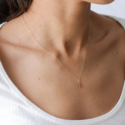 Iris - Collier avec Tourmaline Rose Naturelle - Petite Vagabonde