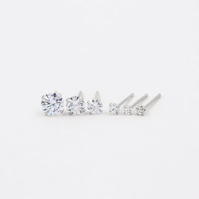 Puces d'oreilles 2-6mm - Argent Massif et Diamant Synthétique - Petite Vagabonde