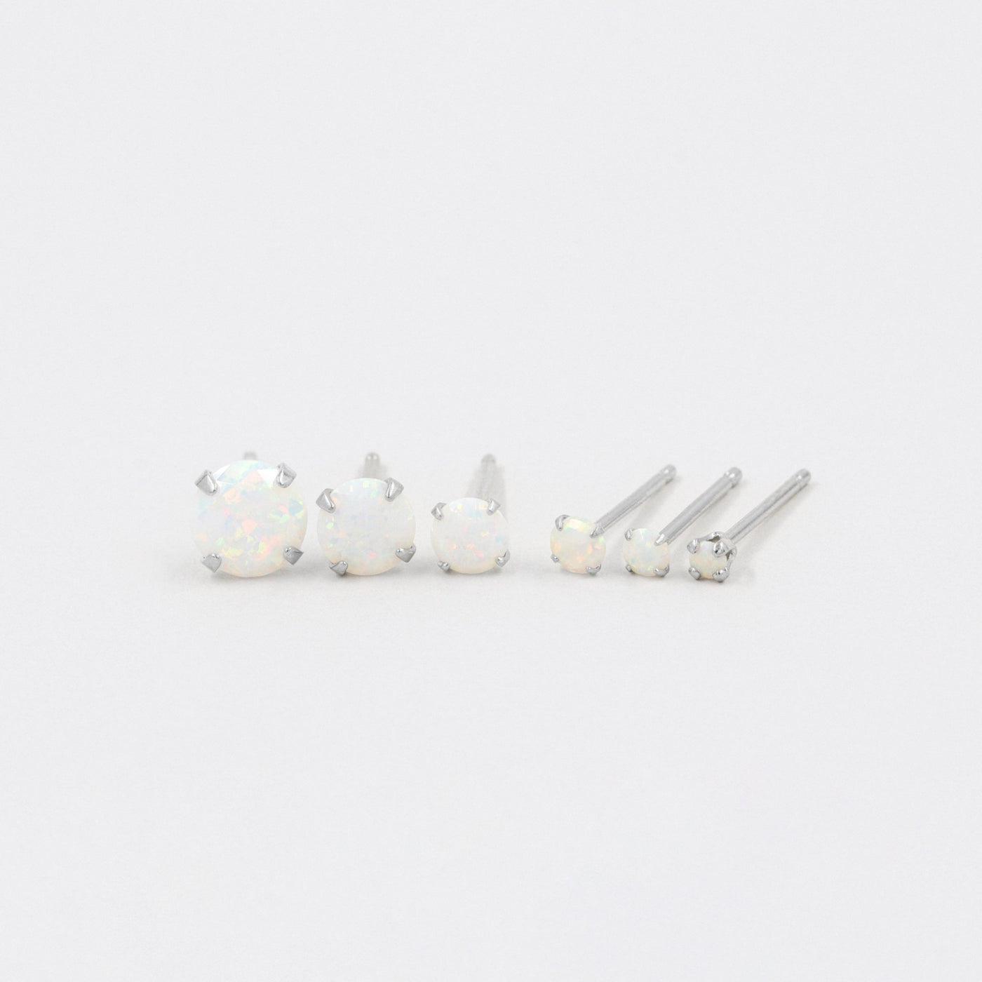 Puces d'oreilles 2-6mm - Argent Massif et Opale Synthétique - Petite Vagabonde