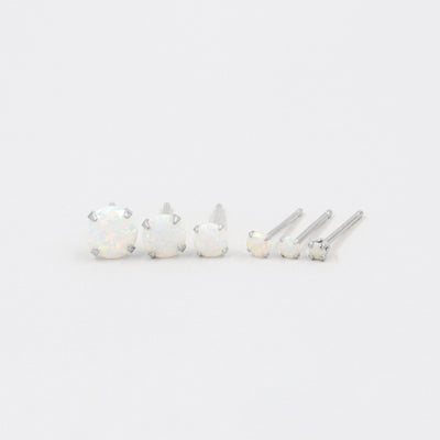 Puces d'oreilles 2-6mm - Argent Massif et Opale Synthétique - Petite Vagabonde