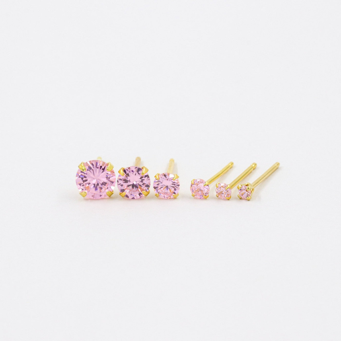 Puces d'oreilles 2-6mm - Argent Massif et Quartz Rose Synthétique - Petite Vagabonde