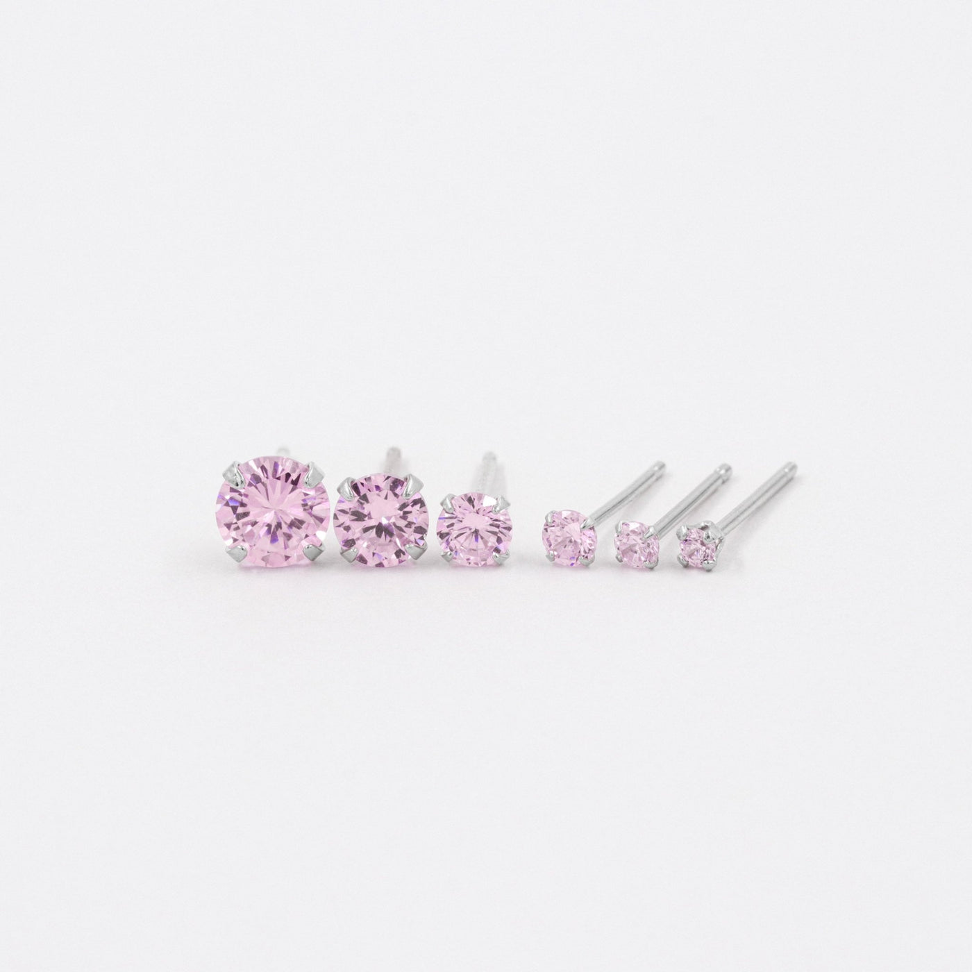 Puces d'oreilles 2-6mm - Argent Massif et Quartz Rose Synthétique - Petite Vagabonde