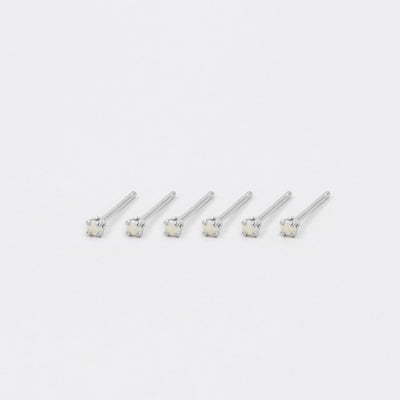 Puces d'oreilles 2mm - Argent Massif et Opale Synthétique - Petite Vagabonde