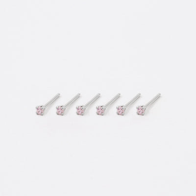 Puces d'oreilles 2mm - Argent Massif et Quartz Rose Synthétique - Petite Vagabonde