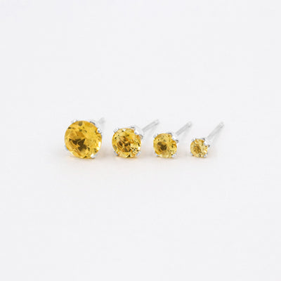 Puces d'oreilles 3-6mm avec Citrine Naturelle - Petite Vagabonde