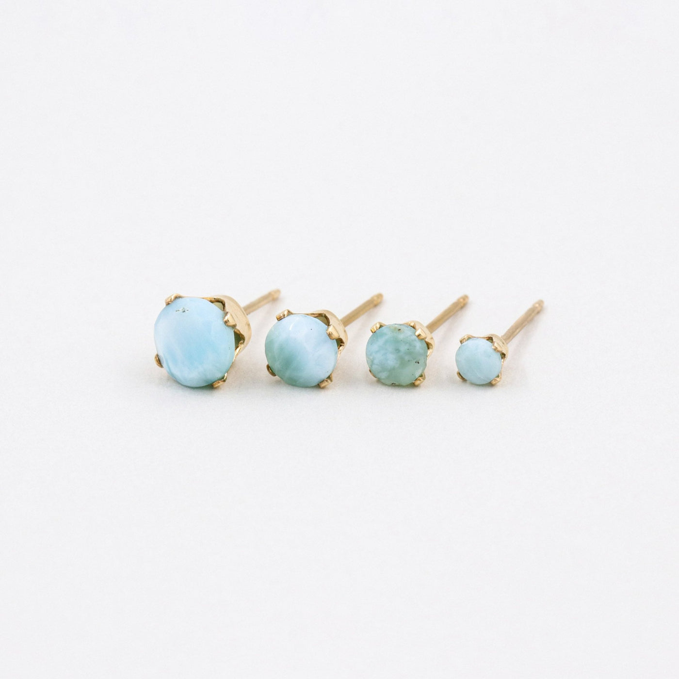 Puces d'oreilles 3-6mm avec Larimar Naturel - Petite Vagabonde