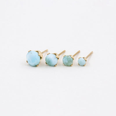 Puces d'oreilles 3-6mm avec Larimar Naturel - Petite Vagabonde