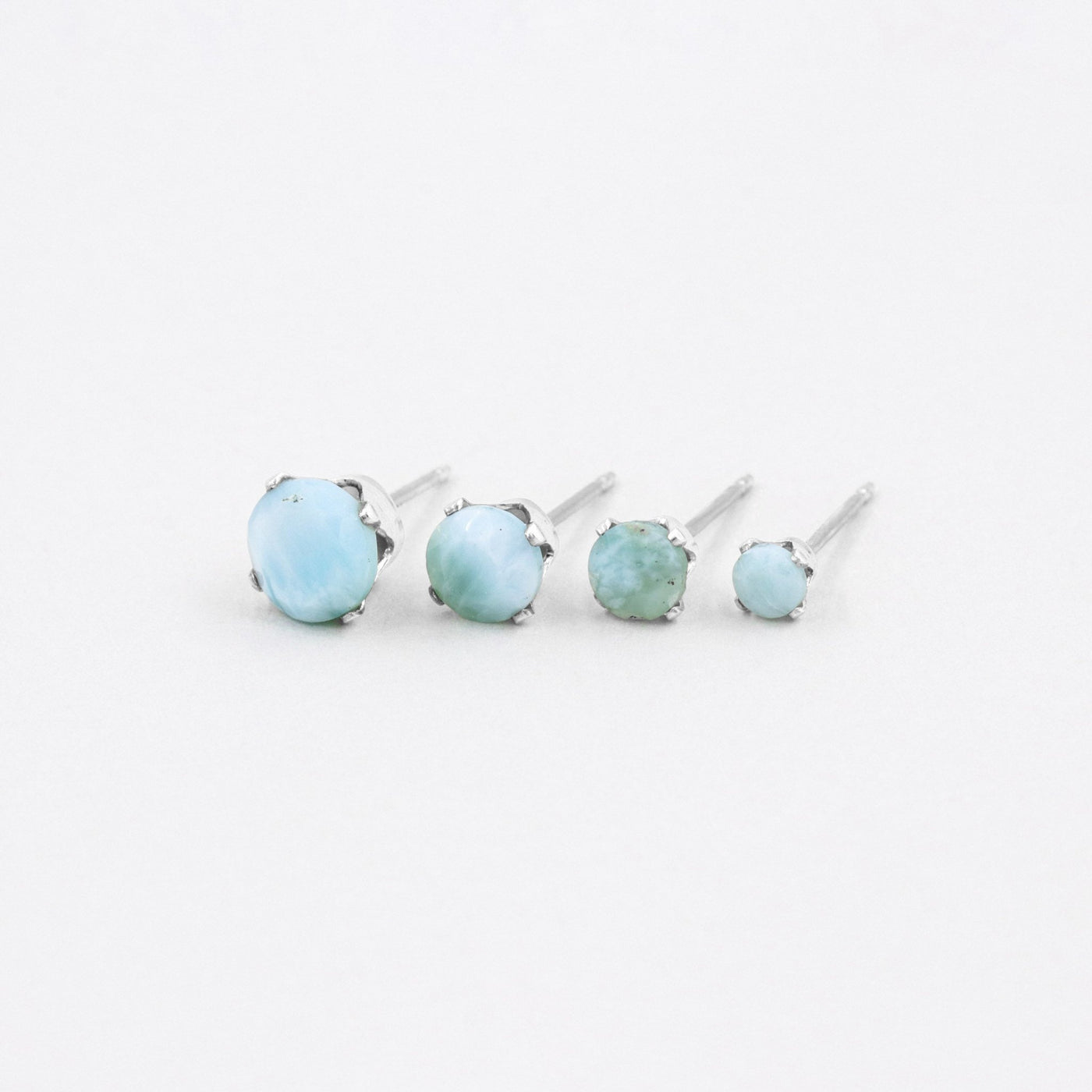 Puces d'oreilles 3-6mm avec Larimar Naturel - Petite Vagabonde