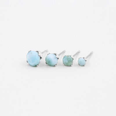 Puces d'oreilles 3-6mm avec Larimar Naturel - Petite Vagabonde