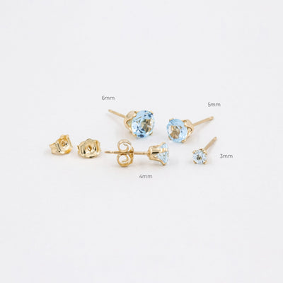 Puces d'oreilles 3-6mm avec Larimar Naturel - Petite Vagabonde