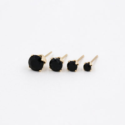 Puces d'oreilles 3-6mm avec Onyx Noir Naturel - Petite Vagabonde