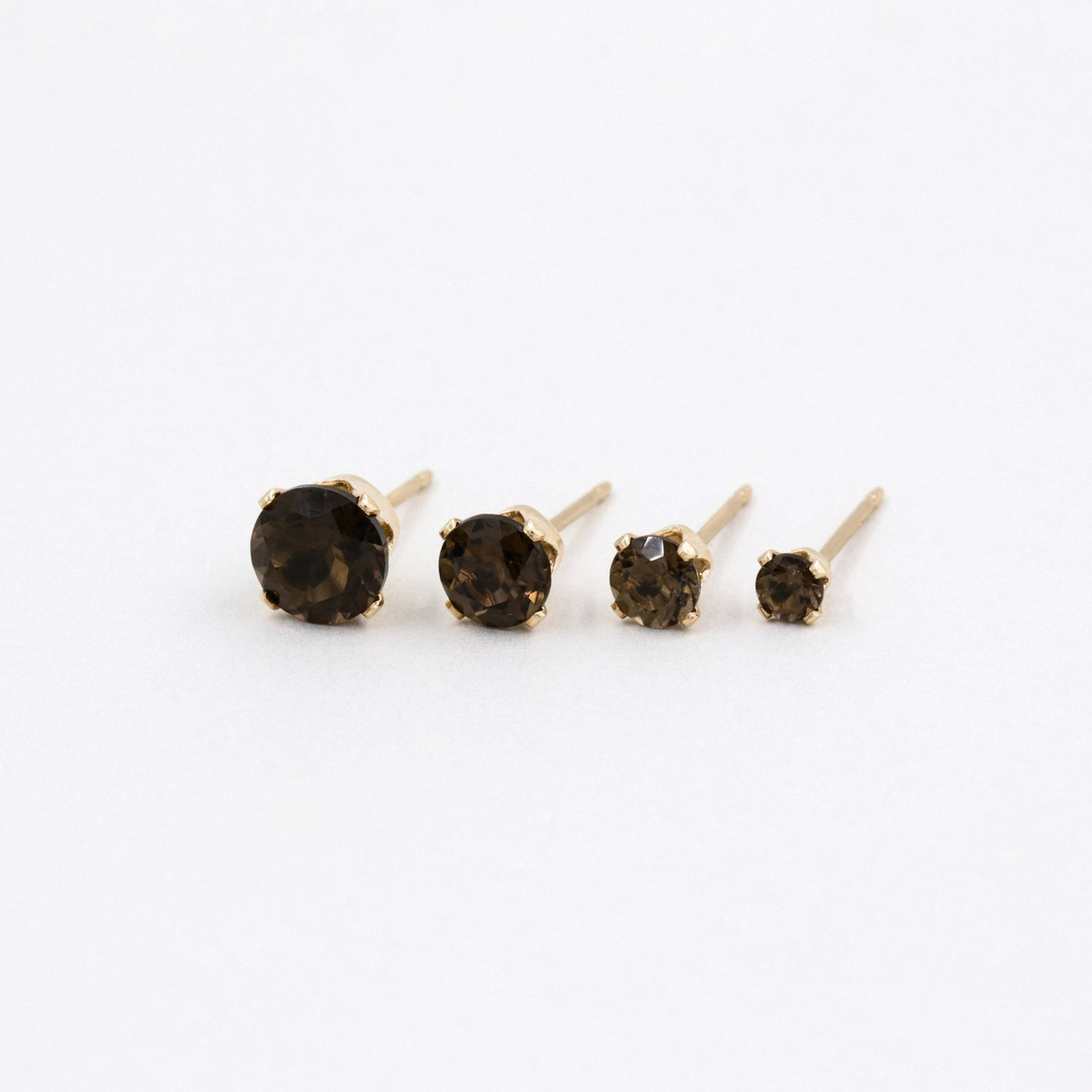 Puces d'oreilles 3-6mm avec Quartz Fumé Naturel - Petite Vagabonde