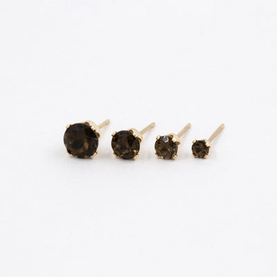 Puces d'oreilles 3-6mm avec Quartz Fumé Naturel - Petite Vagabonde