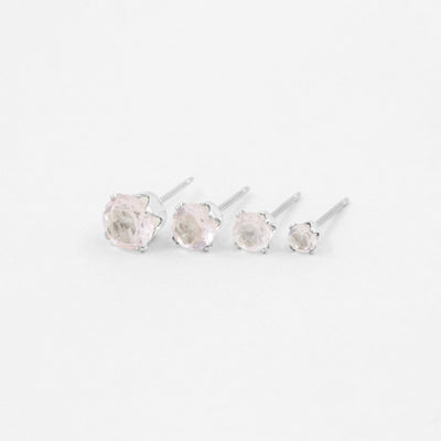 Puces d'oreilles 3-6mm avec Quartz Rose Naturel - Petite Vagabonde