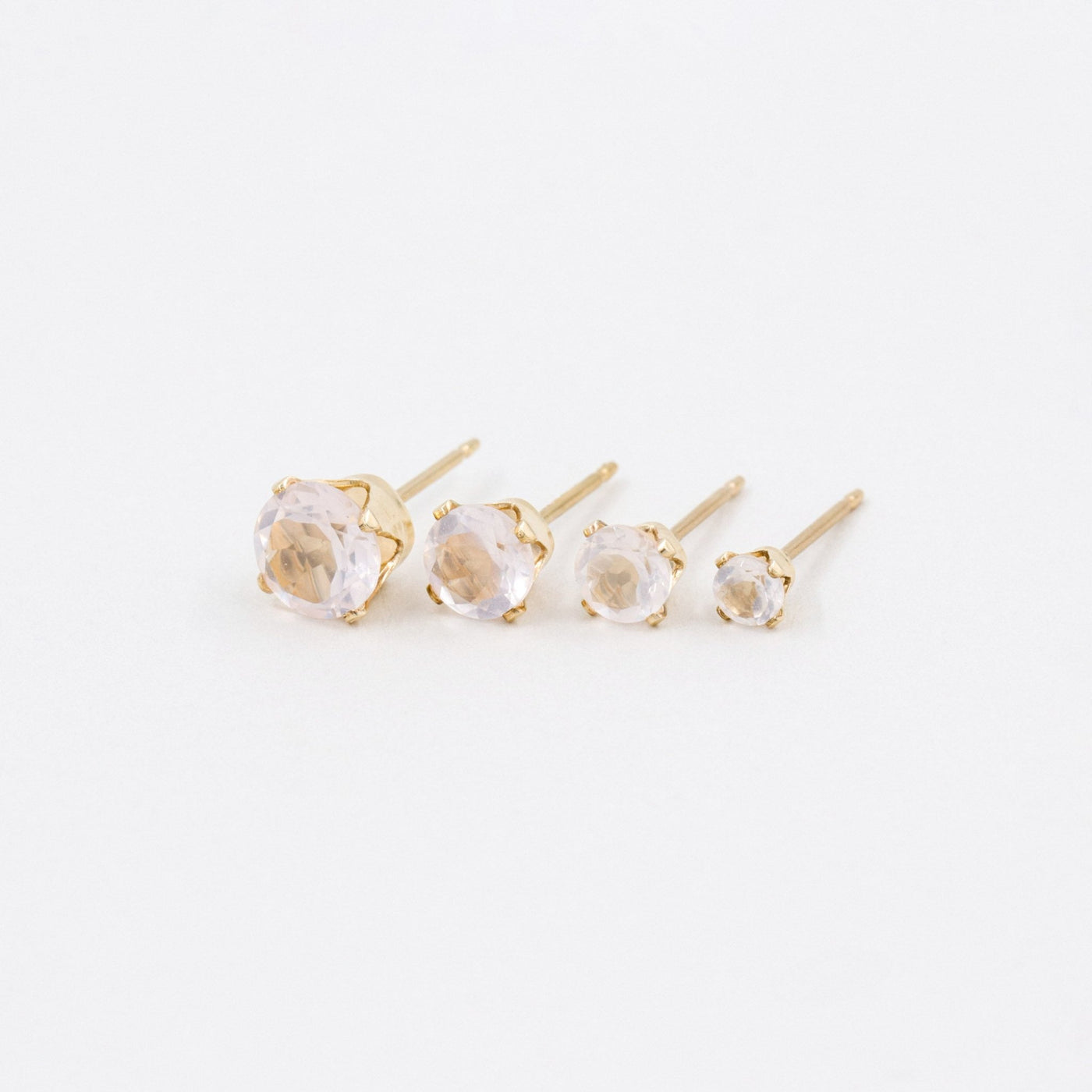 Puces d'oreilles 3-6mm avec Quartz Rose Naturel - Petite Vagabonde