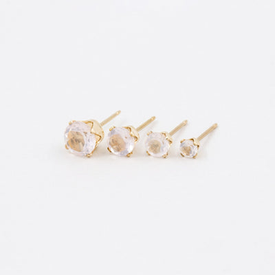 Puces d'oreilles 3-6mm avec Quartz Rose Naturel - Petite Vagabonde