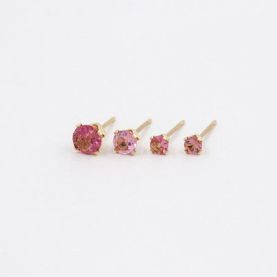 Puces d'oreilles 3-6mm avec Tourmaline Rose Naturelle - Petite Vagabonde