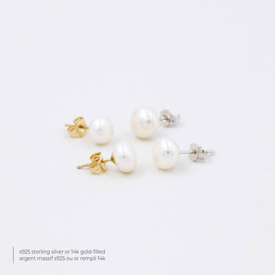 Puces d'oreilles 3-7.5mm avec Perles Blanches Naturelles - Petite Vagabonde