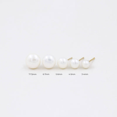 Puces d'oreilles 3-7.5mm avec Perles Blanches Naturelles - Petite Vagabonde