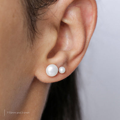 Puces d'oreilles 3-7.5mm avec Perles Blanches Naturelles - Petite Vagabonde