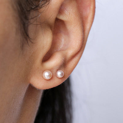 Puces d'oreilles 3-7.5mm avec Perles Lavandes Naturelles - Petite Vagabonde