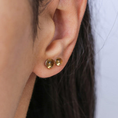 Puces d'oreilles 4-5mm avec Citrine Naturelle - Petite Vagabonde