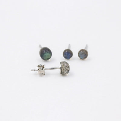 Puces d'oreilles 4-5mm avec Labradorite Naturelle - Petite Vagabonde