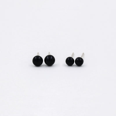 Puces d'oreilles 4-5mm avec Onyx Noir Naturel - Petite Vagabonde