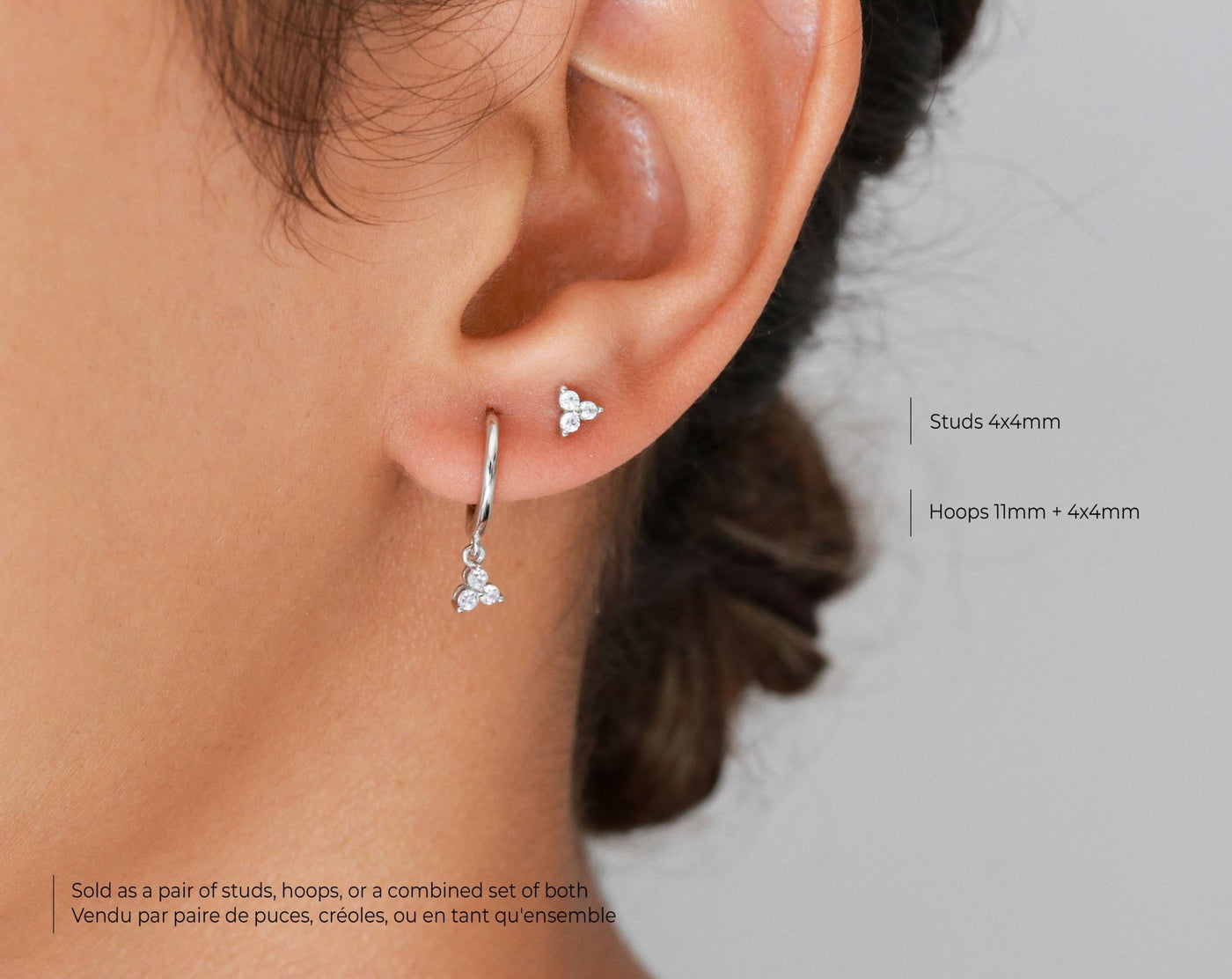 Rhea - Puces d'Oreilles - Argent Massif et Diamant Synthétique - Petite Vagabonde