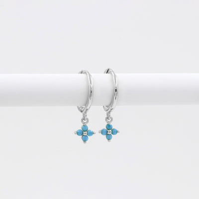 Saba - Puces d'Oreilles - Argent Massif et Turquoise Synthétique - Petite Vagabonde